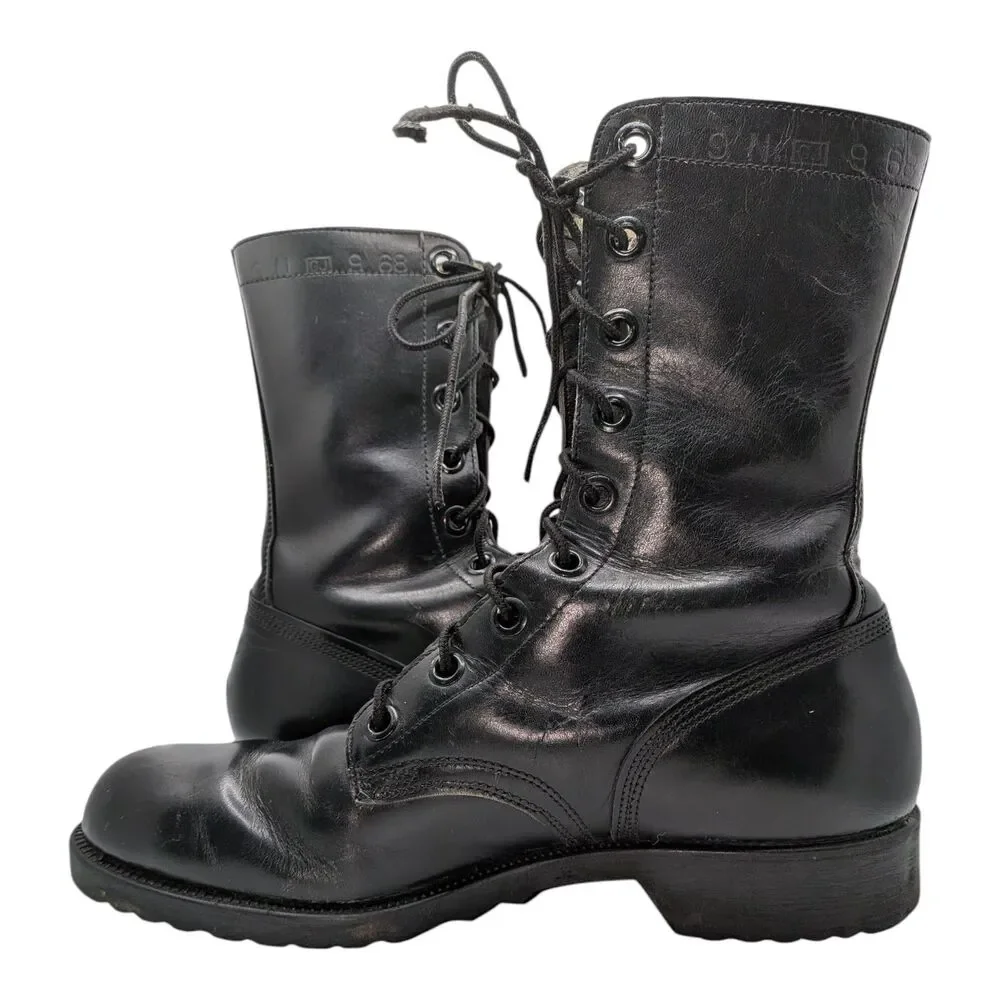 Genesco Mens 9N Black Leather Combat Vintage 1968 Military Work Boots Goth Punk